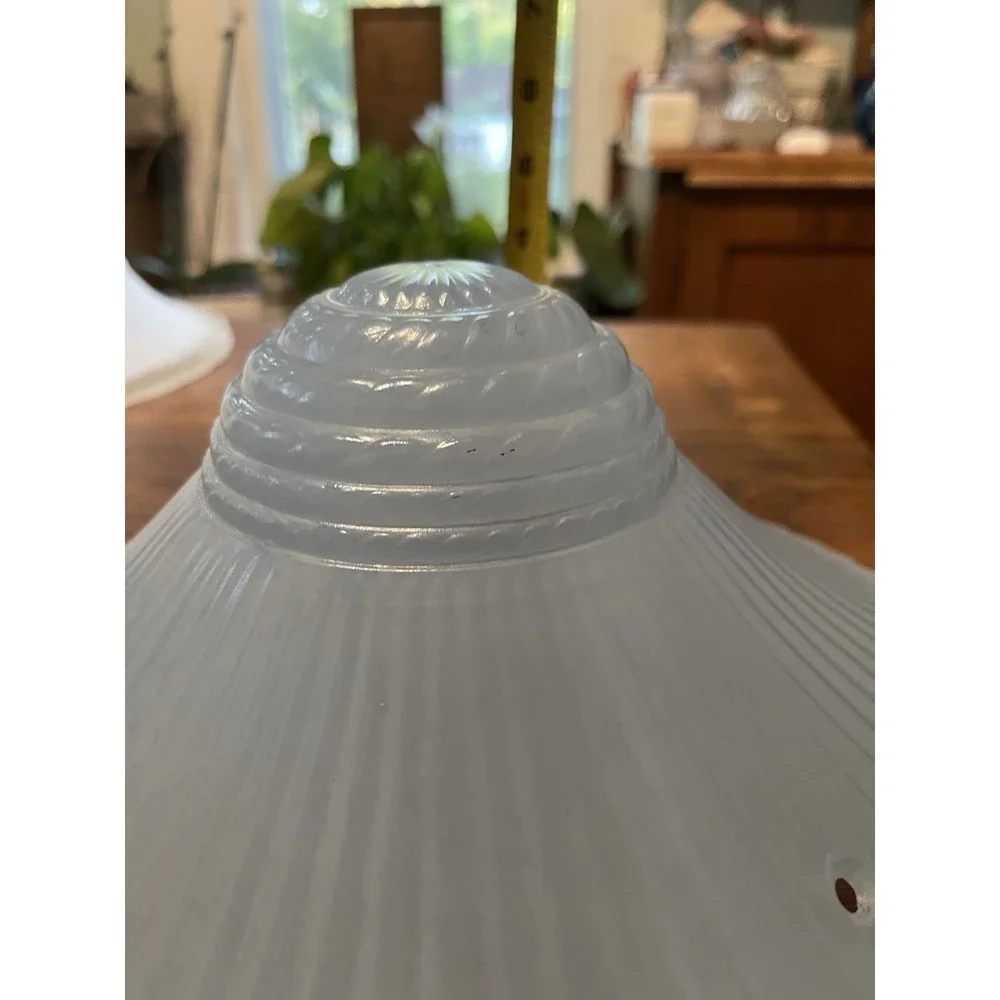 Macbeth Evans Petalware Monax Blue Opalescent Glass 3 Hole Ceiling Light Shade